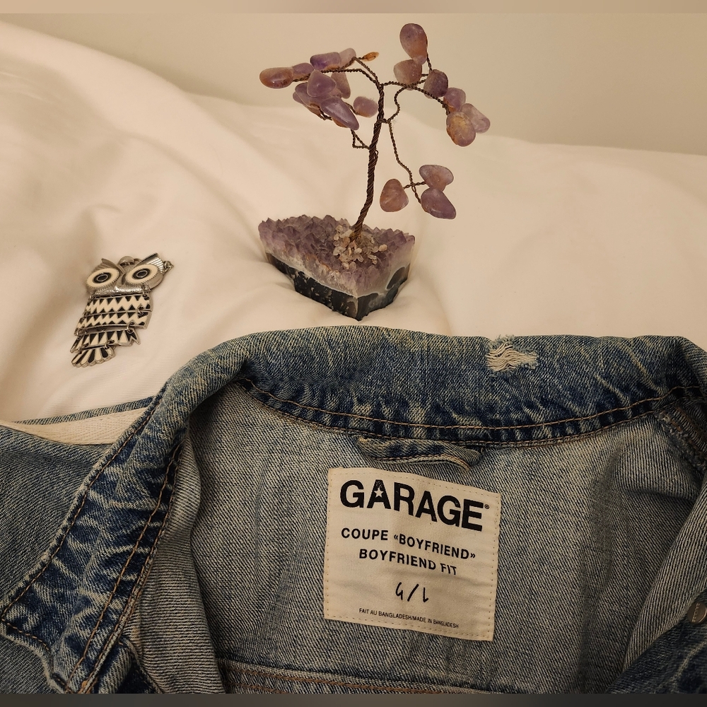 Boyfriend Denim Jacket Mid-Wash  Large - Picture 6 of 6